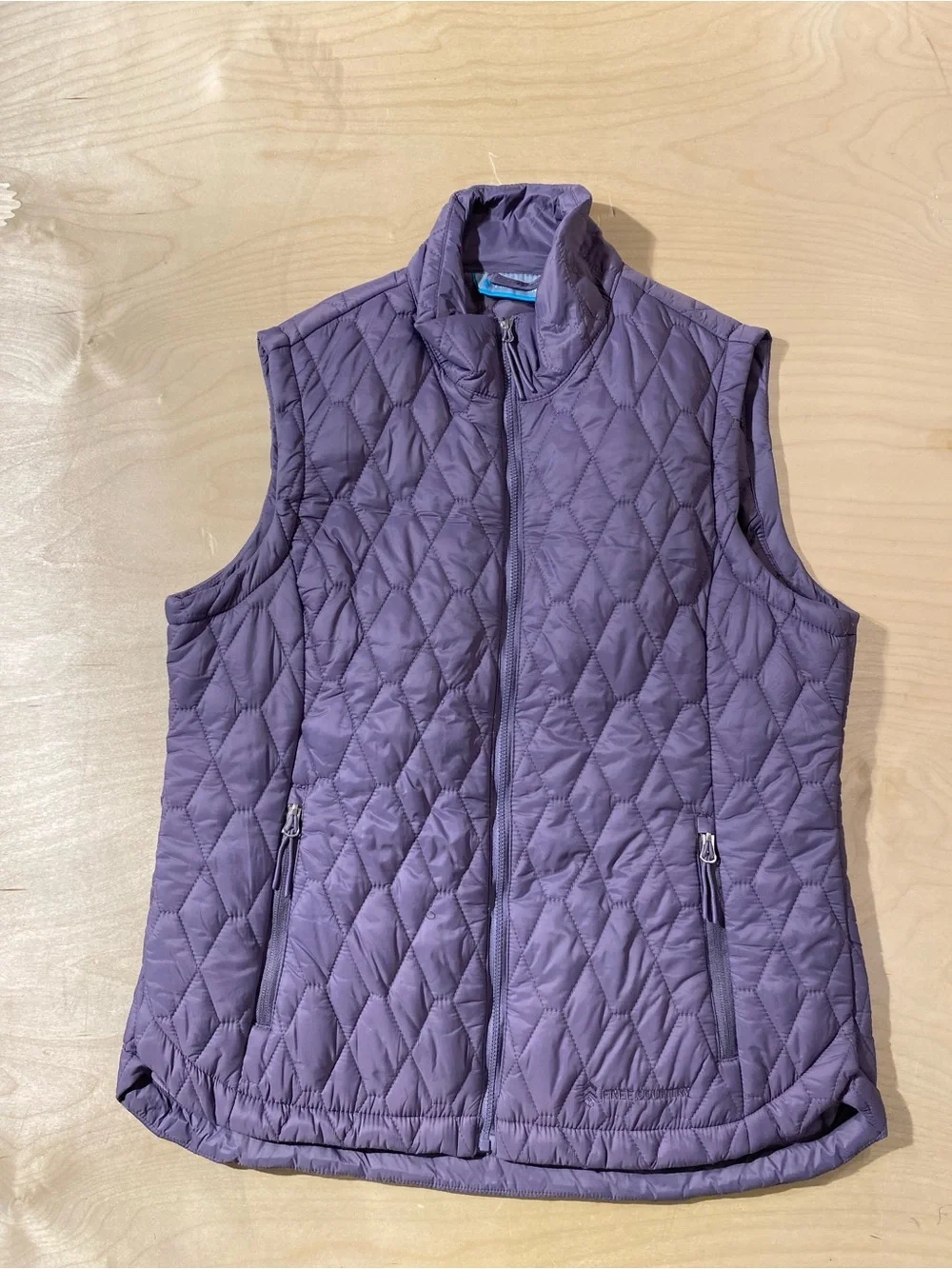 Free Country Quilted Sleeveless Puffer Vest in Lavender Large (RS)